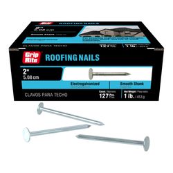 Grip-Rite 2 in. Roofing Electro-Galvanized Steel Nail Flat Head 1 lb