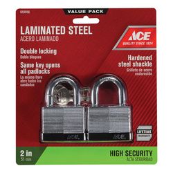 Ace 1-1/2 in. H X 2 in. W X 1-1/16 in. L Laminated Steel Double Locking Padlock