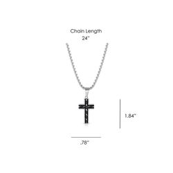 Montana Silversmiths Men's Barbed Wire Cross Black/Silver Necklace Stainless Steel Water Resistant
