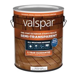Valspar One-Coat Semi-Transparent Tintable Neutral Base Water-Based Acrylic Stain and Sealer 1 gal