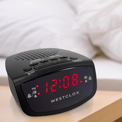 Westclox Black Alarm Clock Digital Plug-In