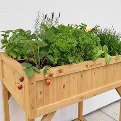 VegTrug Herb Garden 31.4 in. H X 30.7 in. W X 22.8 in. D Wood Raised Garden Bed Natural
