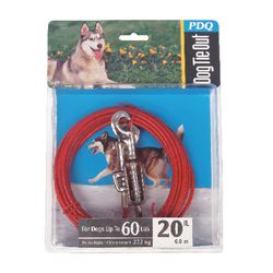 PDQ Red Vinyl Coated Cable Dog Tie Out Large