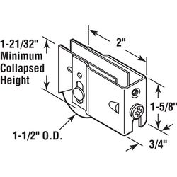 Prime-Line 1-1/2 in. Dia. x 5/16 in. L Steel Roller Assembly 1 pk