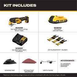 DEWALT 20V MAX XR 2 amps Cordless Oscillating Multi-Tool Kit (Battery & Charger)