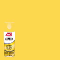Ace Premium Gloss Sunshine Yellow Paint + Primer Enamel Spray 12 oz
