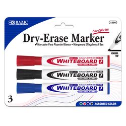Bazic Products Low Odor Assorted Color Dry Erase Markers 3 pk
