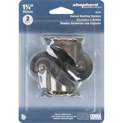 Shepherd Hardware 1-5/8 in. D Swivel Soft Rubber Caster with Swivel Plate 70 lb 2 pk