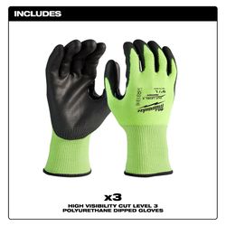 Milwaukee Smartswipe Dipped Gloves High-Vis Green L 3 pair