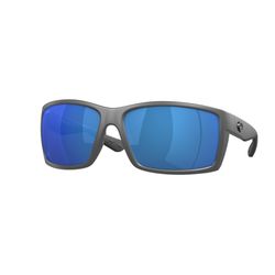 Costa Reefton Sunglasses Men's Matte Gray Frame Blue Mirror 580P Lens Polarized
