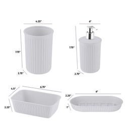 Superio Brand Matte White Smoke Plastic Bath Accessory Set