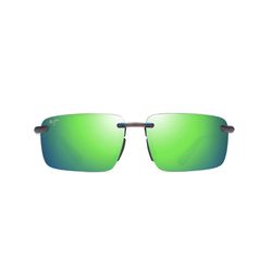 Maui Jim Laulima Asian Fit Sunglasses Men's Shiny Trans Brown Frame Maui Green Lens Polarized