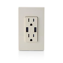 Leviton Decora 15 amps 125 V Duplex Light Almond Outlet and USB Charger 5-15R 1 pk