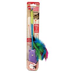 Spot For Cat Multicolored Laser & Feather Teaser Wand Pet Toy 1 pk