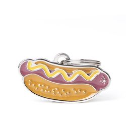 MyFamily Food Brown Hot Dog Aluminum Dog Pet Tags Medium