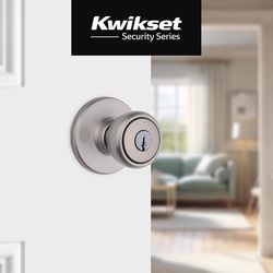 Kwikset Polo Satin Nickel Entry Door Knob 1-3/4 in.