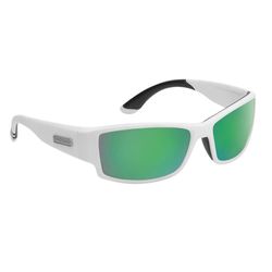 Flying Fisherman Razor Sunglasses Unisex Matte White Frame Amber Green Mirror Lens Polarized
