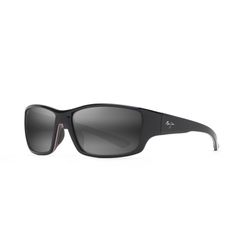 Maui Jim Local Kine Sunglasses Men's Shiny Black/Grey/Maroon Frame Neutral Gray Lens Polarized