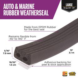 M-D Building Products Black EPDM Rubber Foam Weatherstrip For Auto and Marine 120 in. L X 0.31 in.