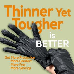 Protospheric Polyethylene Disposable Gloves Large Black Powder Free 100 ct