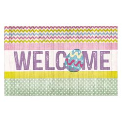 Modern Mat 20 in. W X 32 in. L Multi-Color Welcome Wood Stripes Polyester Door Mat