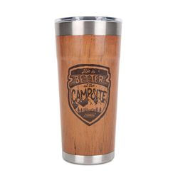 Camco Life is Better at the Campsite 20 oz Wrapped Multicolored BPA Free Insulated Tumbler with Trav