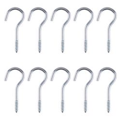 Ace Small Zinc-Plated Silver Steel 1.3125 in. L Ceiling Hook 13 lb 10 pk