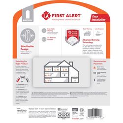 First Alert Battery-Powered Photoelectric Slim Smoke Detector 1 pk