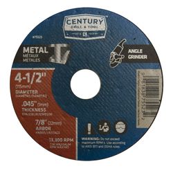 Century Drill & Tool 4-1/2 in. D X 7/8 in. X .045 in. thick Aluminum Oxide Metal Cutting Wheel 1 pc