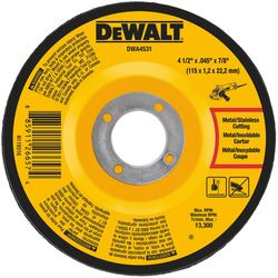 DeWalt 4-1/2 in. D X 7/8 in. X 0.045 in. thick Aluminum Oxide Cutting Wheel 1 pk