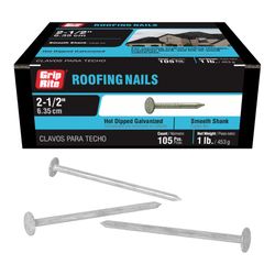 Grip-Rite 2-1/2 in. Roofing Hot-Dipped Galvanized Steel Nail Flat Head 1 lb