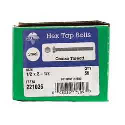 HILLMAN 1/2 in. D X 2-1/2 in. L Zinc Plated Steel Hex Tap Bolt 50 pk