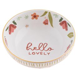 Karma 1 in. H X 3 in. L White Ceramic Hello Lovely Ring Bowl