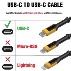 DeWalt Type C to Type C Cable 10 ft. Black/Yellow