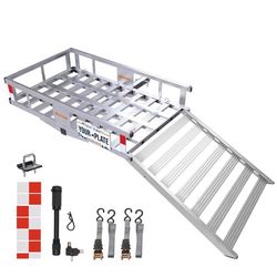 Mockins 50x29x8 Aluminum Tow Hitch Cargo Carrier w/ Ramp Mobility Ramp Carrier 1 pk