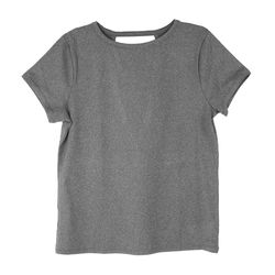FitKicks Crossover L Short Sleeve Women's Round Neck Gray Cross Back Tee Shirt