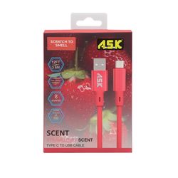 A.S.K USB to Type C Cable 12 ft. Red