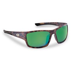 Flying Fisherman Sand Bank Sunglasses Unisex Matte Tortoise Frame Amber Green Mirror Lens Polarized