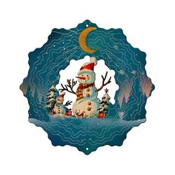 Spinfinity Designs Blue Stainless Steel 12 in. Snowman Wind Spinner