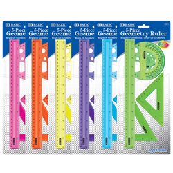 Bazic Products 5.87 in. L X 0.20 in. W Plastic Geometry Ruler Set Metric and SAE