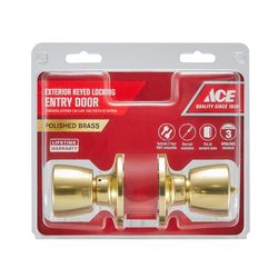 Ace Tulip Knob Polished Brass Entry Door Knob KW1 1-3/4 in.