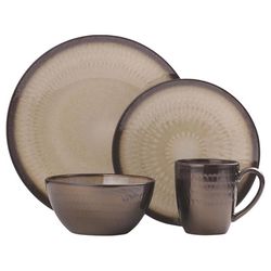 Mikasa Gourmet Basics Anastasia Cream Stoneware Modern Dinnerware Set 16 pc