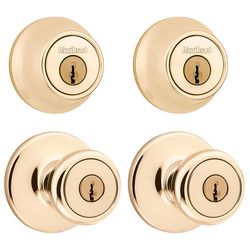 Kwikset Tylo Polished Brass Double Entry Door Kit 1-3/4 in.