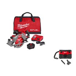 Milwaukee M18 FUEL Brushless 7-1/4 in Circ Saw 12Ah Battery & Charger Kit with Wet Dry Vac