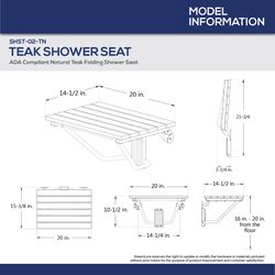 DreamLine Natural Teak Shower Seat Wood 10.5 in. H X 20 in. L