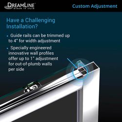 DreamLine Infinity-Z 72 in. H X 56-60 in. W Chrome Semi-Frameless Shower Door
