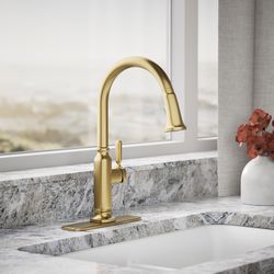 Kohler Ackley One Handle Brushed Brass Pull-Down Kitchen Faucet
