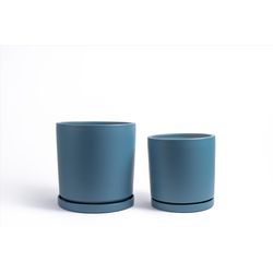 Momma Pots Gemstone Cylinder Porcelain Planter Set Antique Teal
