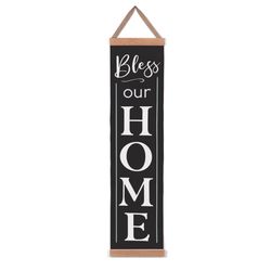 P Graham Dunn Black/White Wood 43.75 in. H X 10.75 in. L X 0.5 in. W Bless Our Home Banner Decoratio