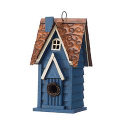 Glitzhome 12 in. H X 5.5 in. W X 6.5 in. L Metal and Wood Bird House